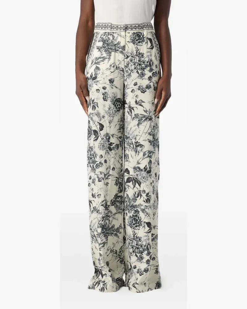 Simona Corsellini Hose mit Blumen-Print - Nude Nude