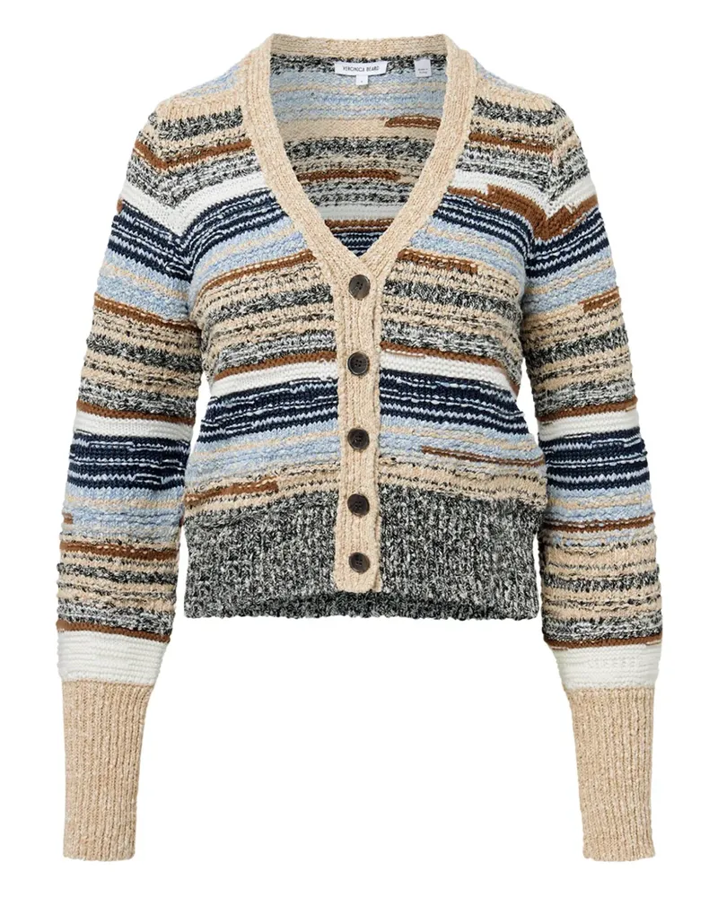 Veronica Beard Gestreifter Cardigan mit Knöpfen - Nude Nude