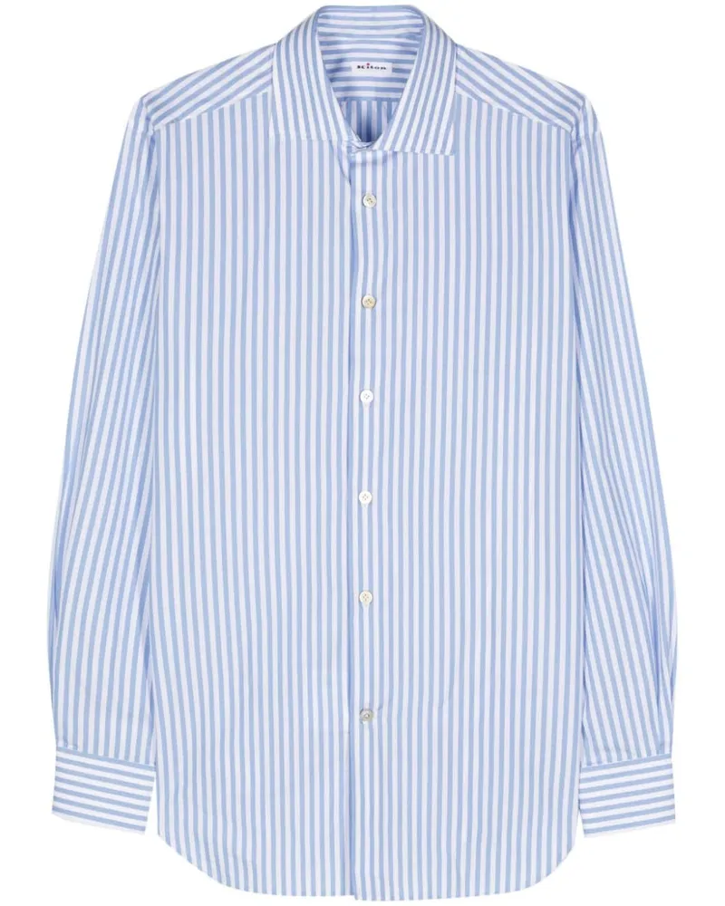 Kiton Gestreiftes Hemd Blau