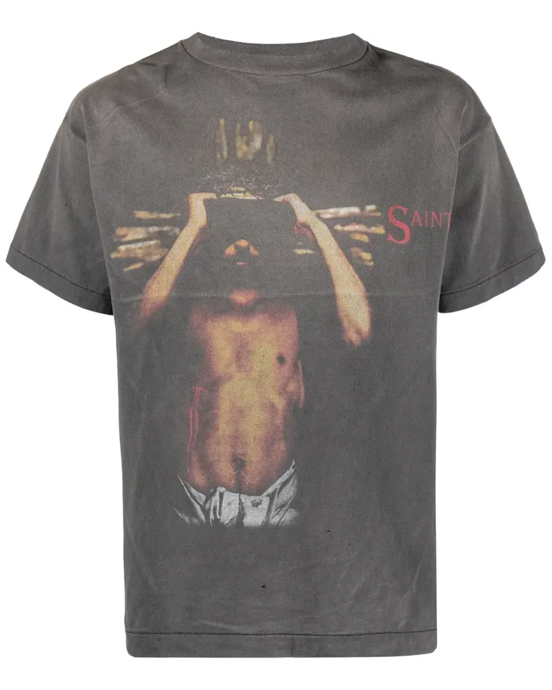SAINT MXXXXXX T-Shirt mit grafischem Print - Schwarz Schwarz