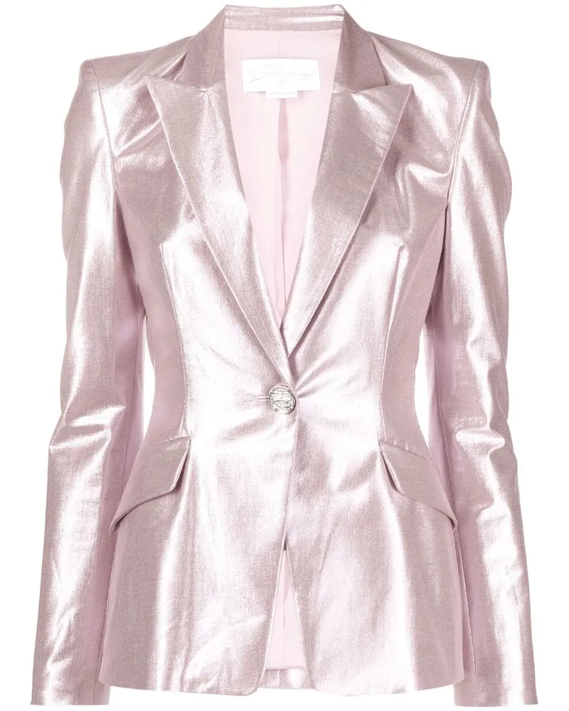 Genny Einreihiger Blazer mit Metallic-Effekt Rosa