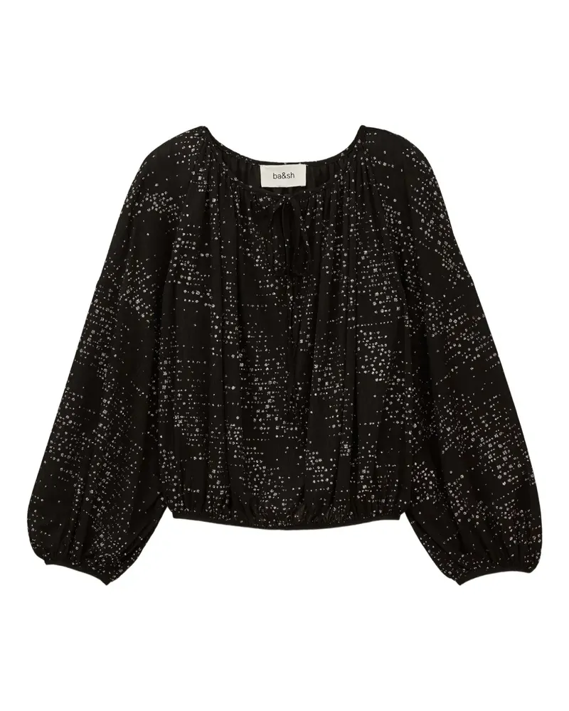 ba&sh Gemustertes Torny Oberteil mit Schleifendetail - Schwarz Schwarz