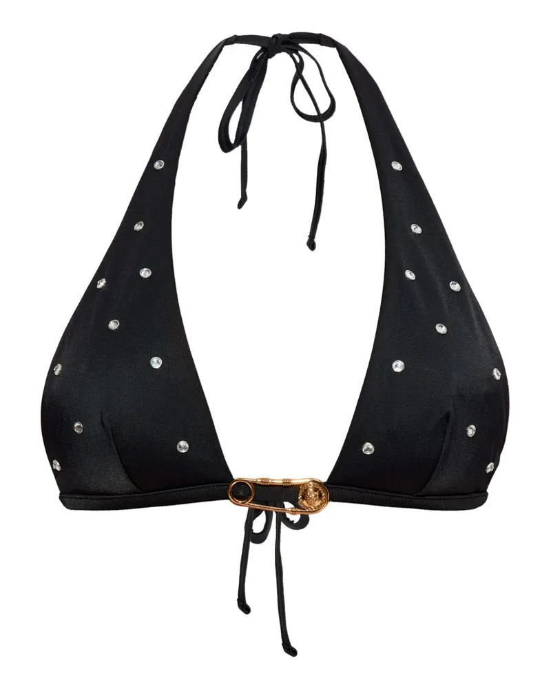 Versace Bikinioberteil mit Kristallen - Schwarz Schwarz