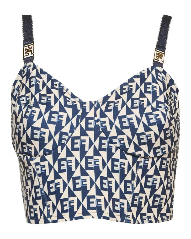 Elisabetta Franchi logo-print strap top - Blau Blau