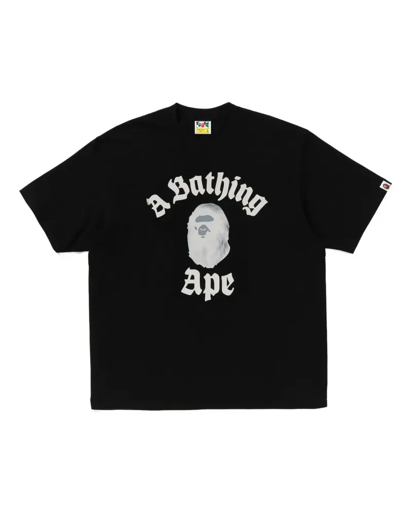 BAPE Ape-Head-T-Shirt im College-Style - Schwarz Schwarz
