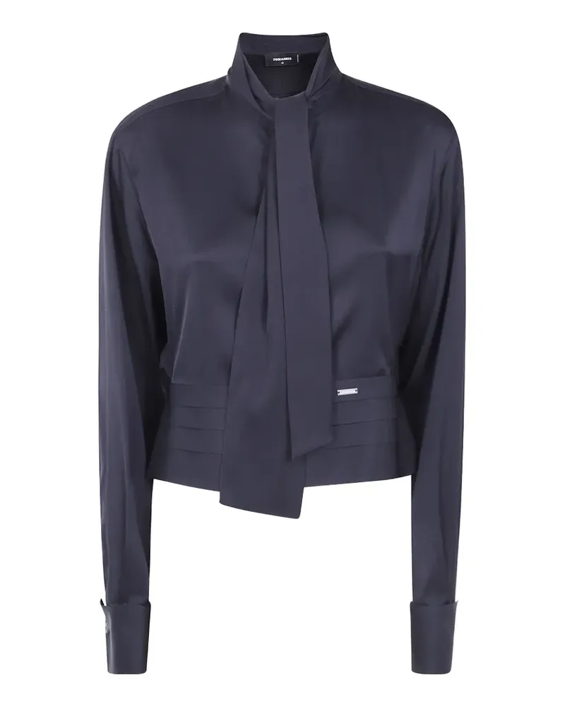 Dsquared2 tie-neck pleated-waist shirt - Schwarz Schwarz
