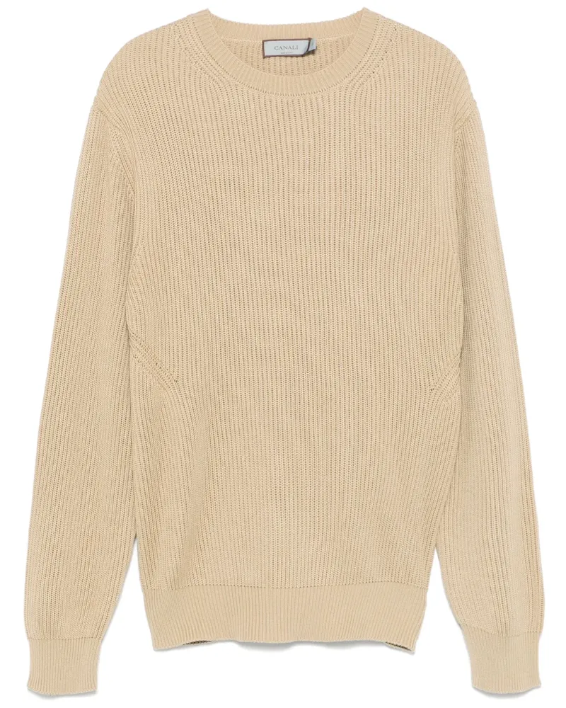 Canali Gerippter Strickpullover - Braun Braun