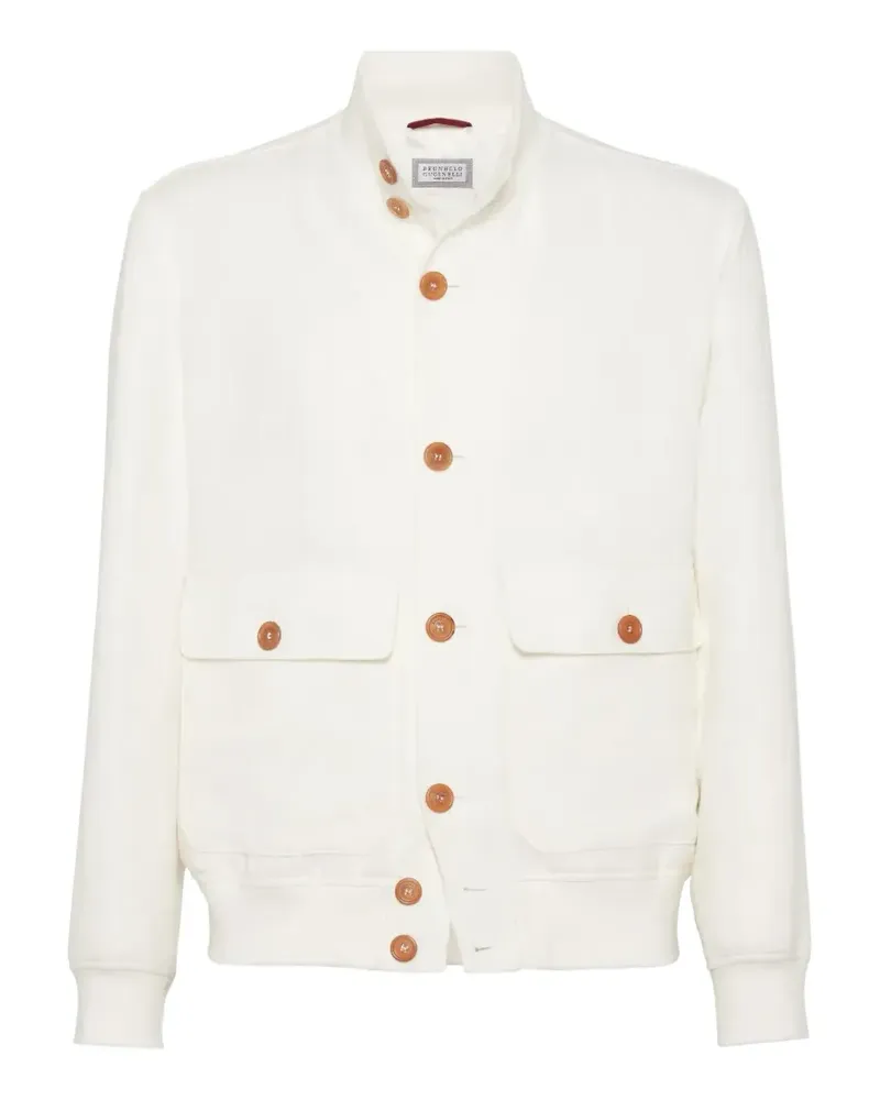 Brunello Cucinelli twill-weave button-up jacket - Weiß Weiß