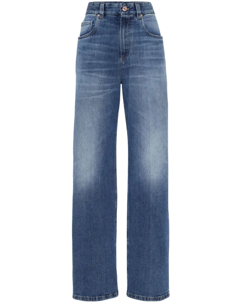 Brunello Cucinelli Straight-Leg-Jeans mit hohem Bund - Blau Blau