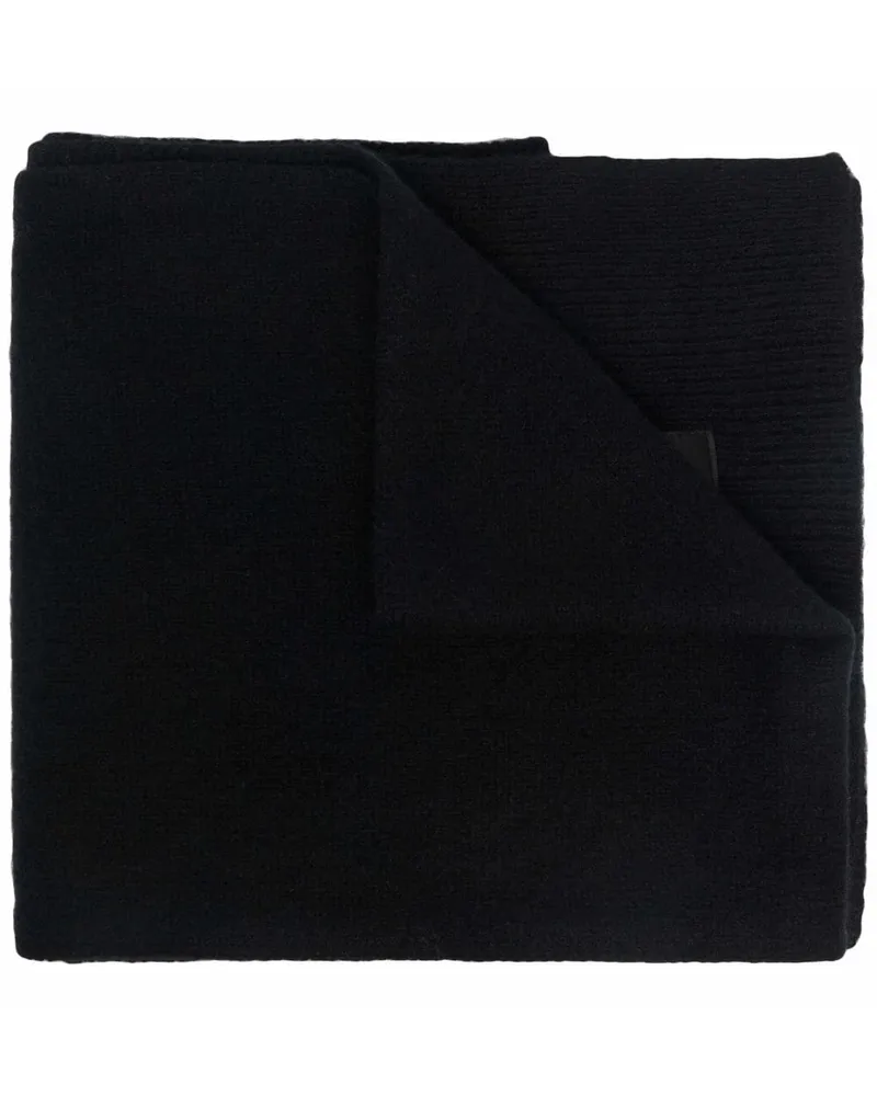 Dondup Gestrickter Schal mit Logo-Patch - Schwarz Schwarz