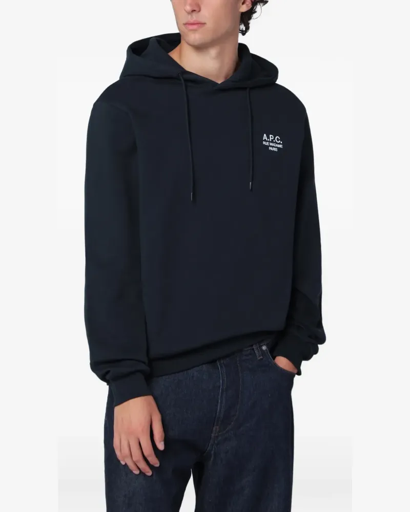 A.P.C. Rue Madame logo-print hoodie - Blau Blau
