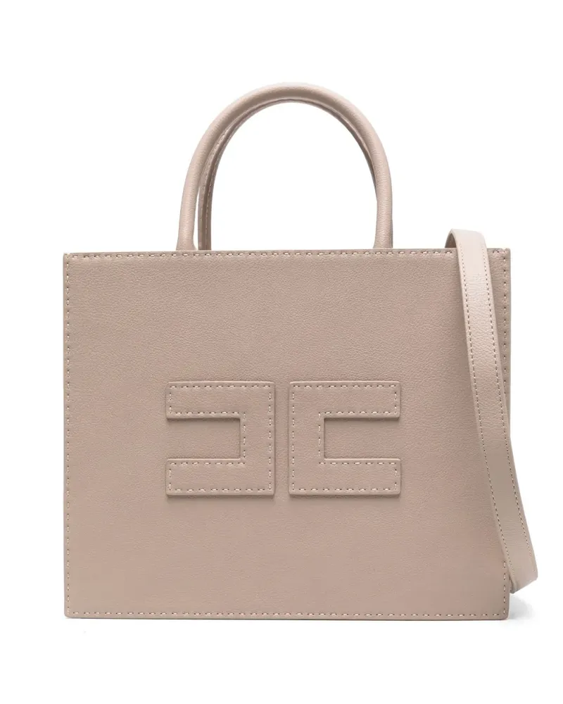 Elisabetta Franchi Mittelgroße Tote Bag mit Kontrastnähten - Nude Nude