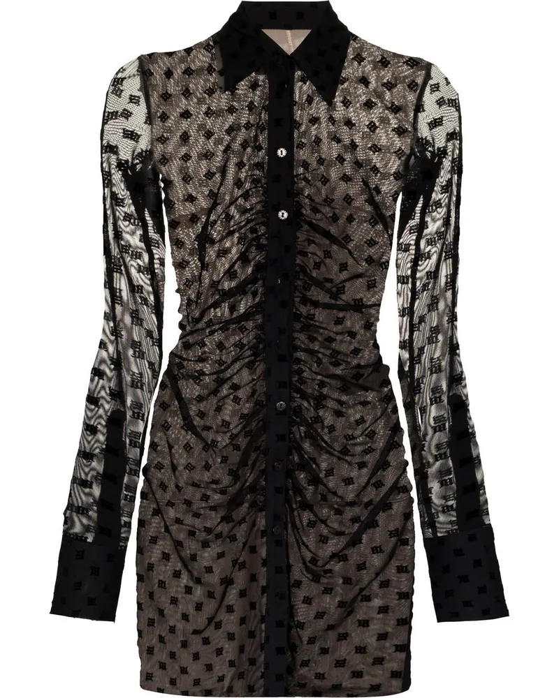 MISBHV Gerafftes Hemdkleid mit Monogramm - Schwarz Schwarz