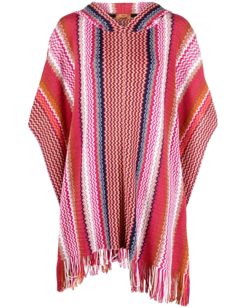 Missoni Poncho mit Zickzackmuster - Rosa Rosa