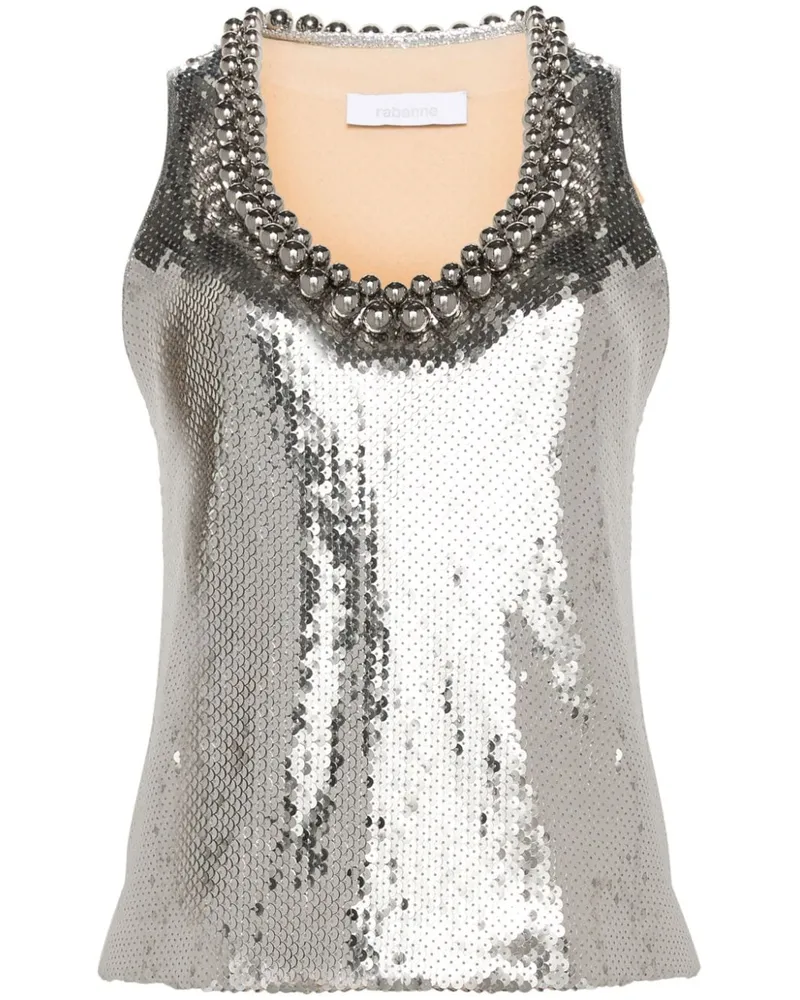 Paco Rabanne Top mit Pailletten - Silber Silber