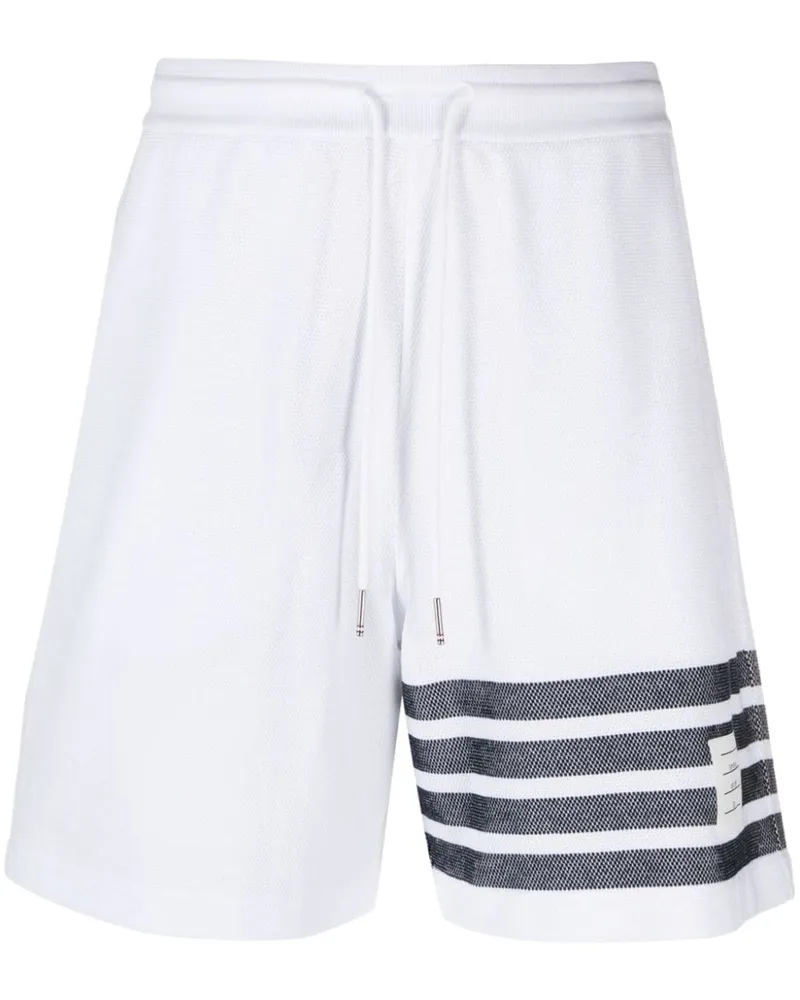 Thom Browne Pikee-Shorts mit Streifen-Logo - Weiß Weiß