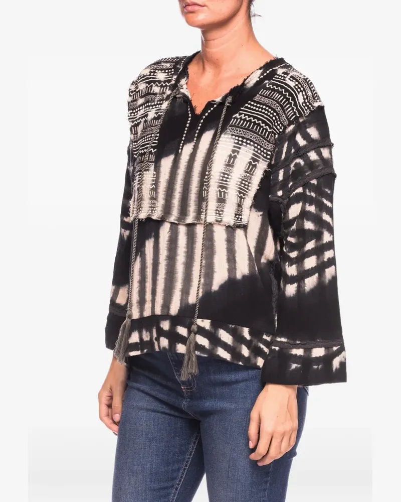 One Teaspoon Santorini tie-dye embroidered blouse - Schwarz Schwarz