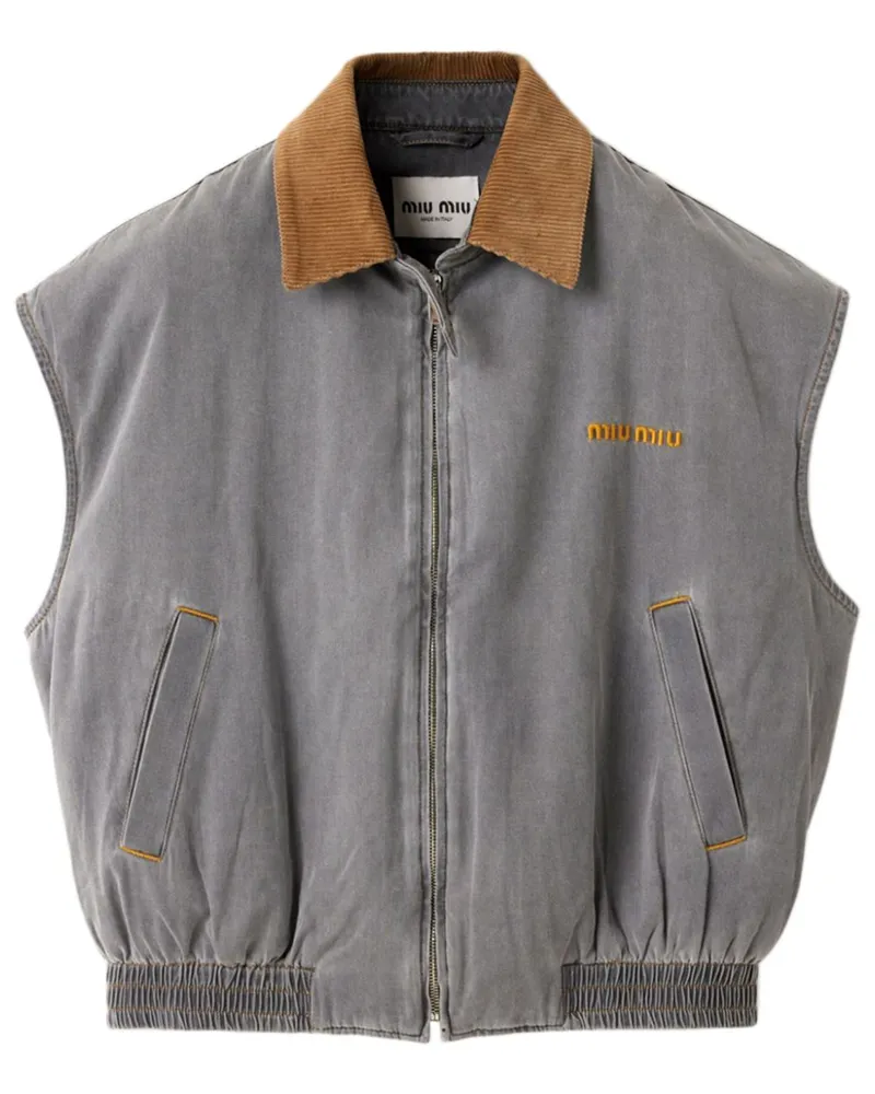 Miu Miu Top aus Chambray - Grau Grau