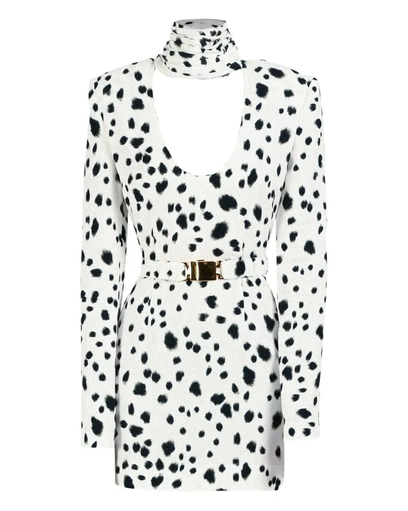 Rowen Rose dalmatian draped-collar mini dress - Weiß Weiß