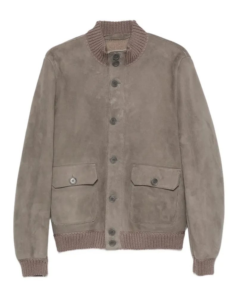 Salvatore Santoro Wildlederjacke mit geripptem Besatz - Grau Grau