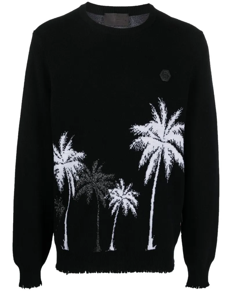 Philipp Plein Hawaii Jacquard-Pullover Schwarz