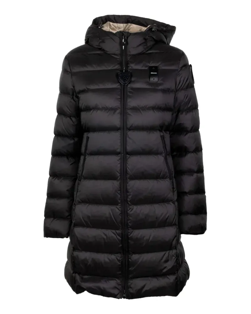 Blauer hooded quilted logo-patch jacket - Schwarz Schwarz