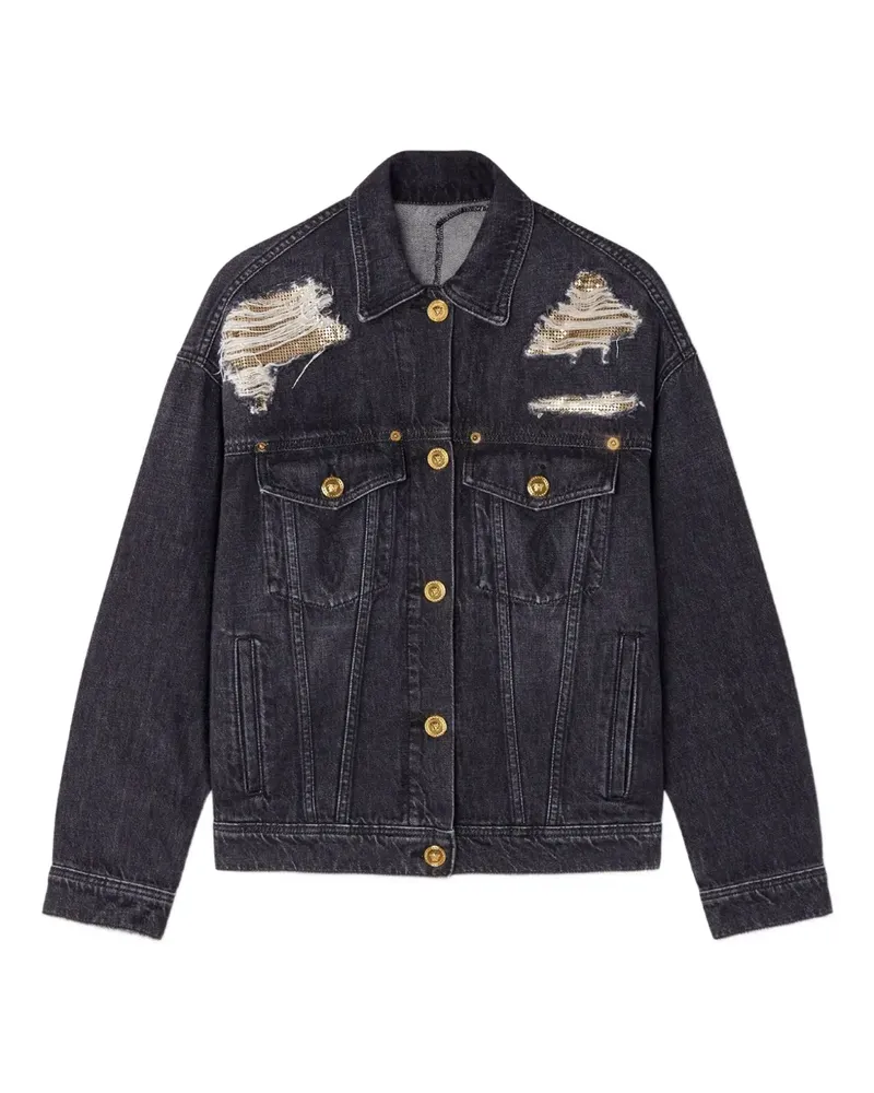 Versace Jeansjacke im Distressed-Look - Blau Blau