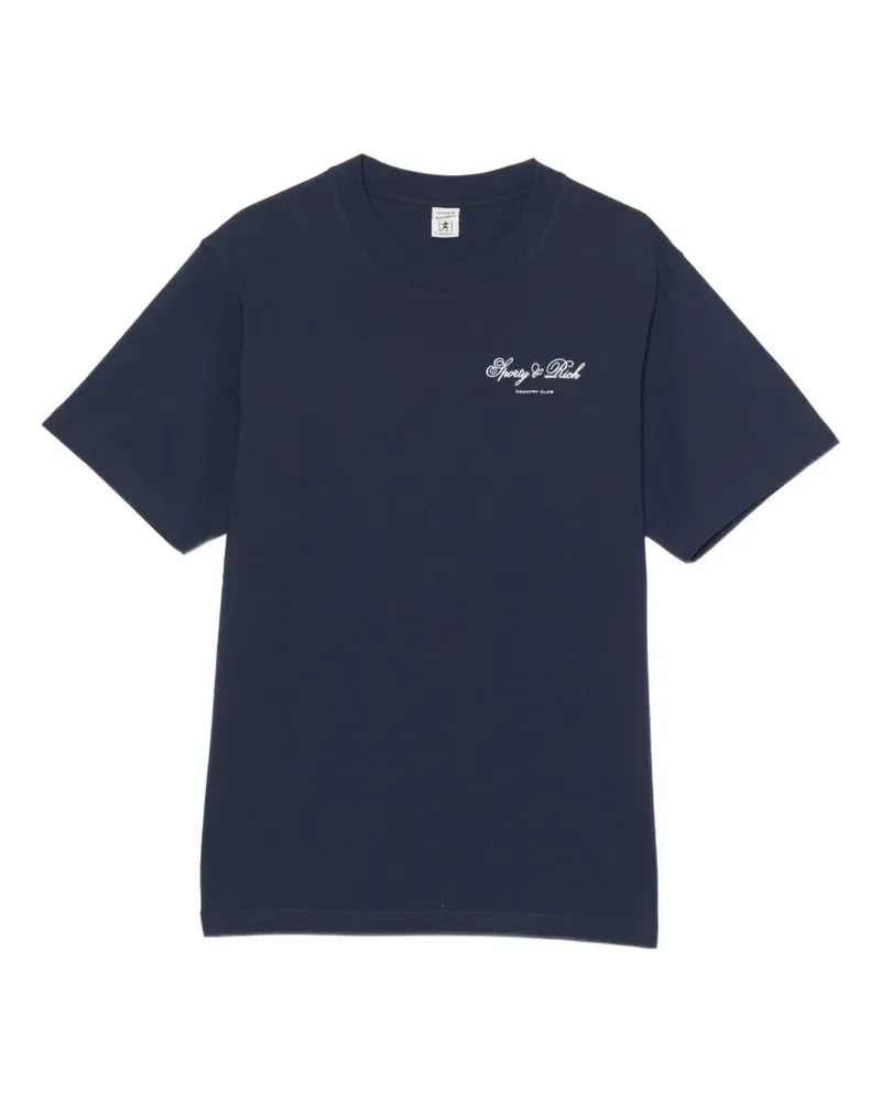 SPORTY & RICH Club Script T-Shirt - Blau Blau
