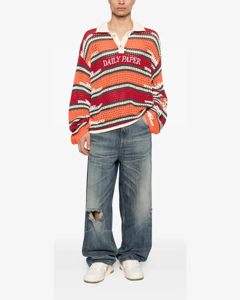 Daily Paper striped knit polo shirt - Rot Rot
