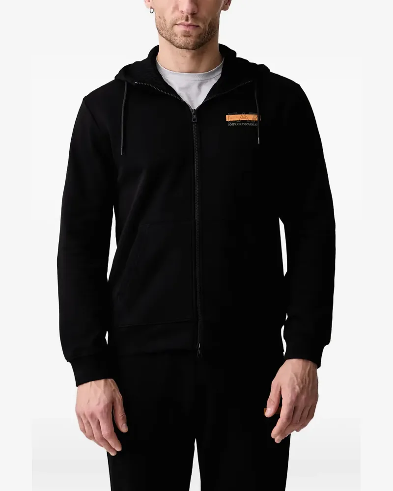 EA7 logo-print zip-up hoodie - Schwarz Schwarz
