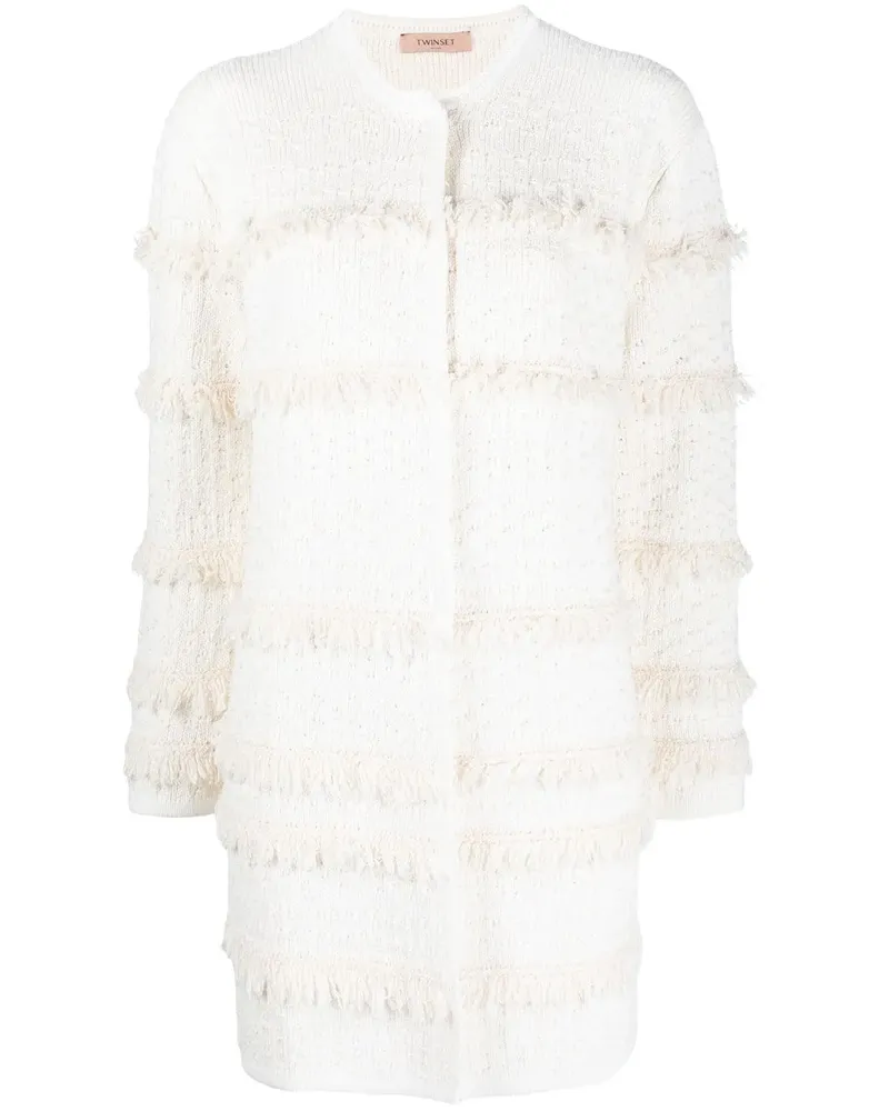 Twin-Set Strickmantel mit Fransen - Nude Nude