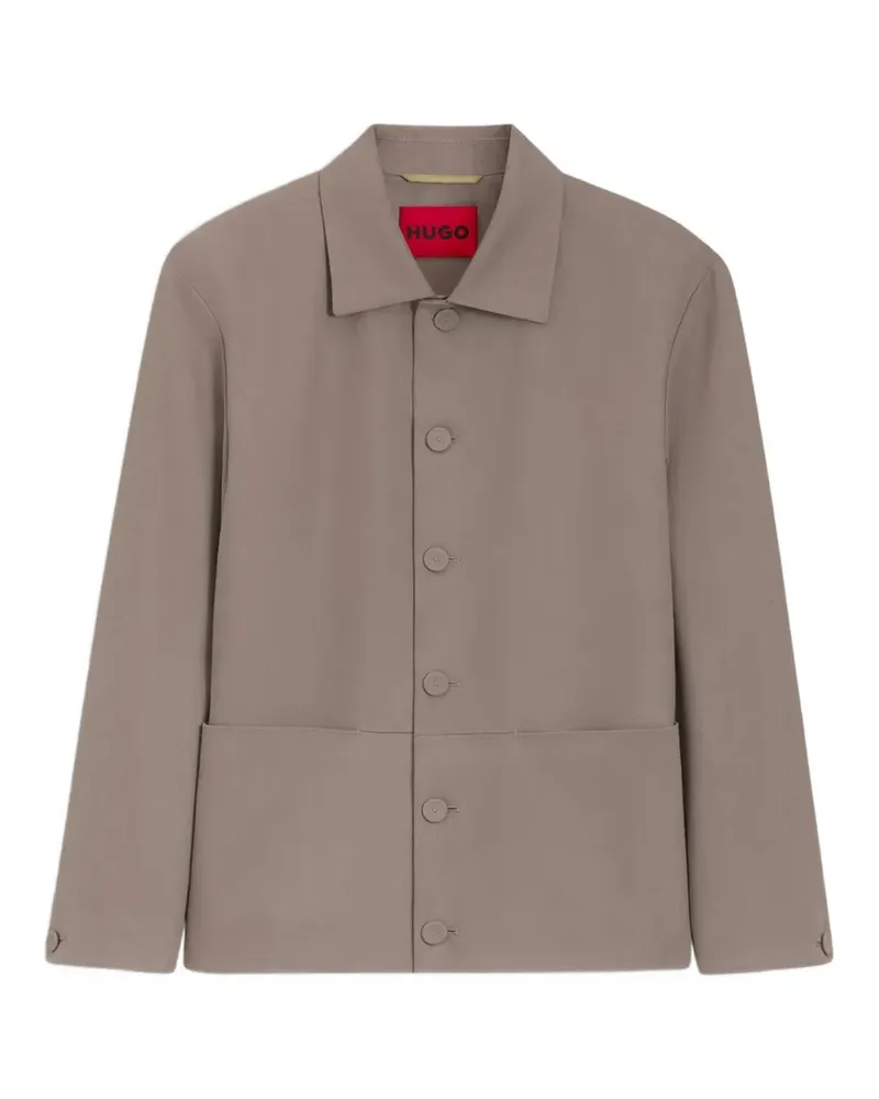 HUGO BOSS button-up patch-pocket shirt jacket - Nude Nude