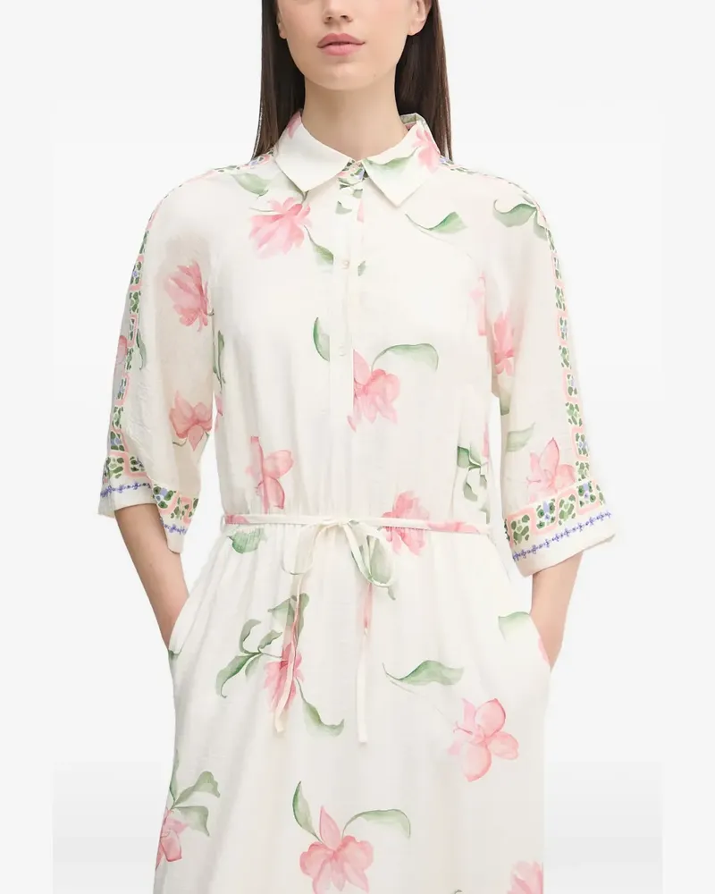 Mos Mosh MMBunno Big Orchid floral-print belted midi dress - Weiß Weiß