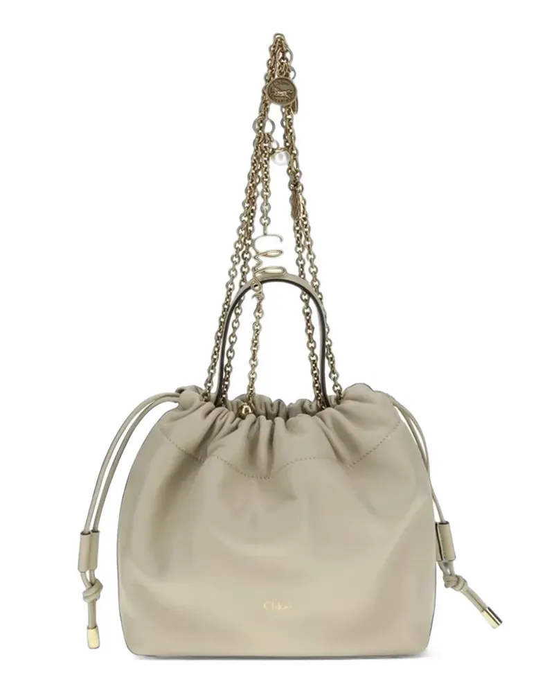 Chloé small Icons drawstring chain-link shoulder bag - Nude Nude