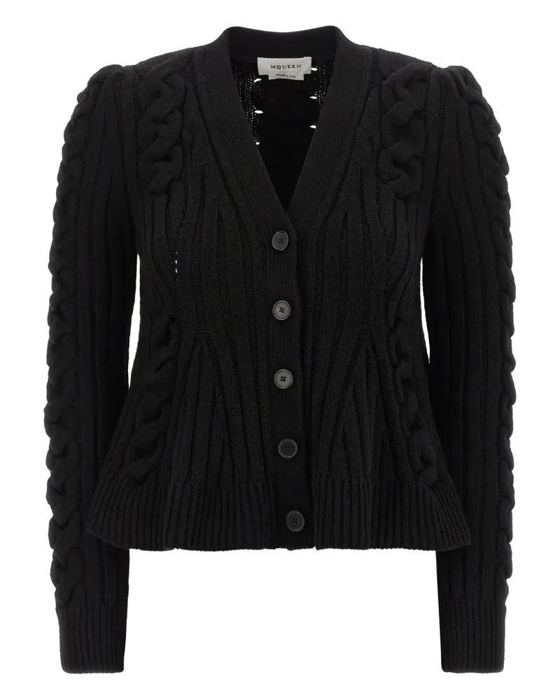 Alexander McQueen Cardigan mit Zopfmuster - Schwarz Schwarz