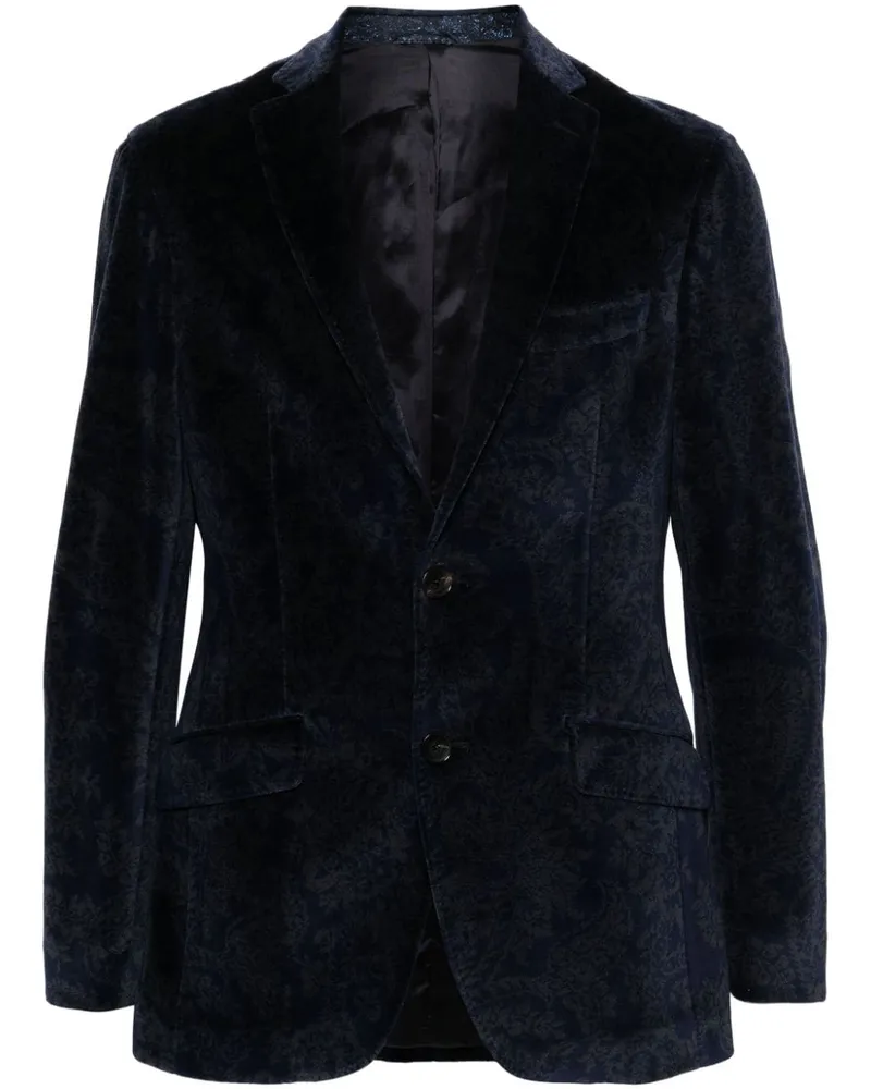 Etro Samtsakko mit Paisley-Print - Blau Blau