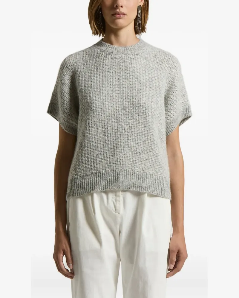 Peserico Kurzärmeliger Pullover mit rundem Ausschnitt - Grau Grau