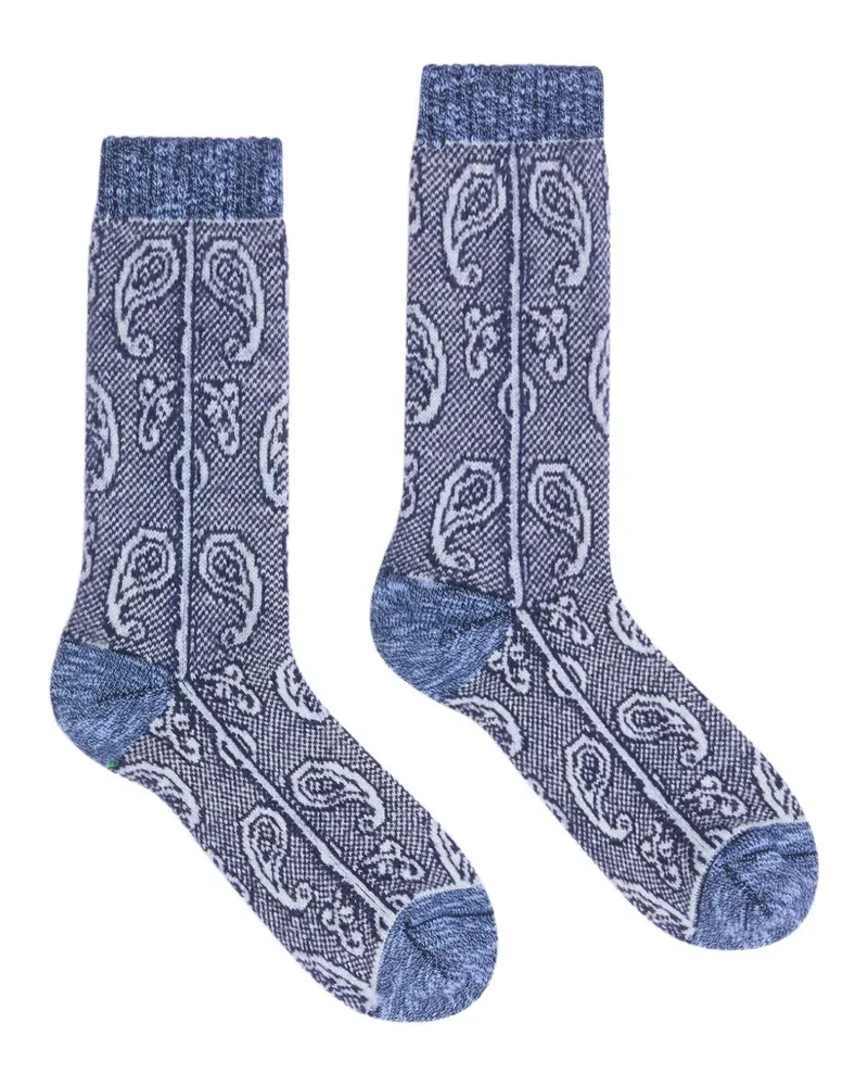 Dries van Noten Jacquardsocken - Blau Blau