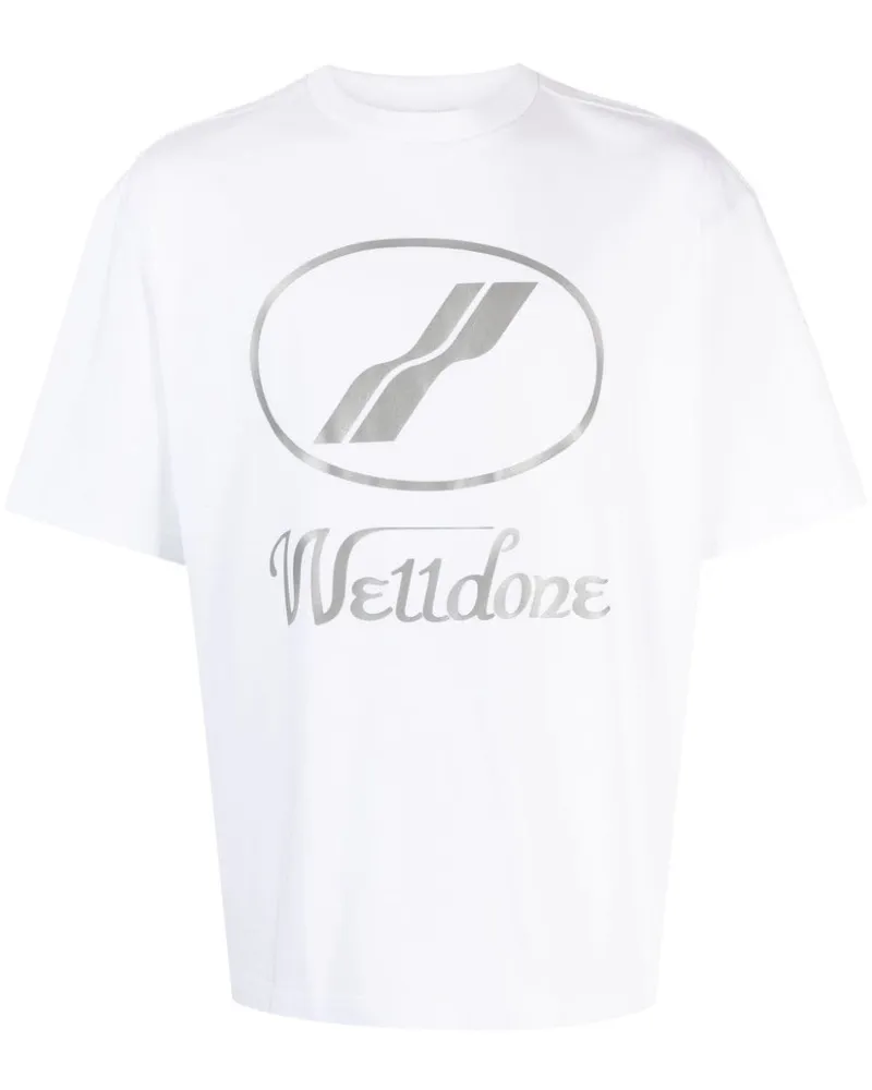 WE 11 DONE T-Shirt mit Logo-Print Weiß