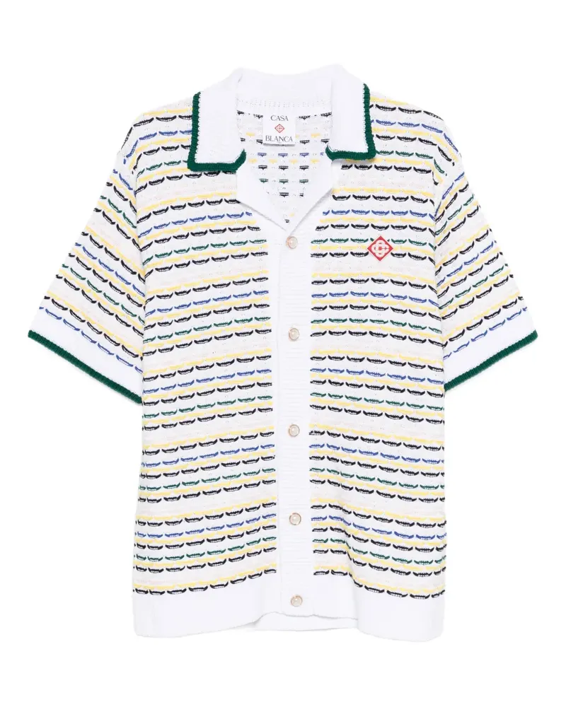 Casablanca Paris Gestreiftes Hemd mit Kragen - Weiß Weiß