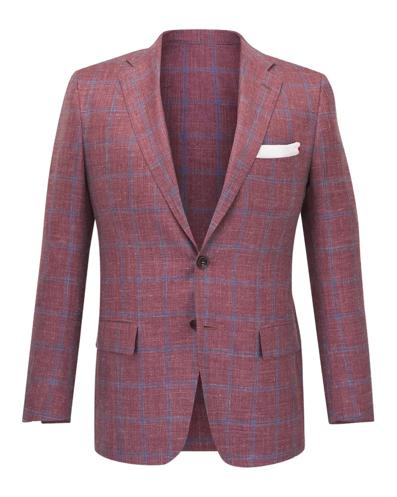 Kiton Karierte Jacke mit Vordertaschen - Rot Rot