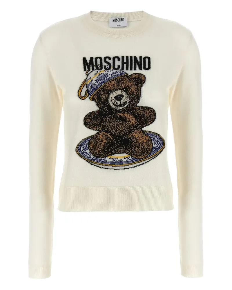 Moschino Pullover mit Teddy-Intarsie - Weiß Weiß