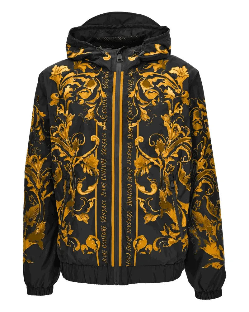 Versace Jeans Kapuzenjacke mit Barock-Print - Schwarz Schwarz