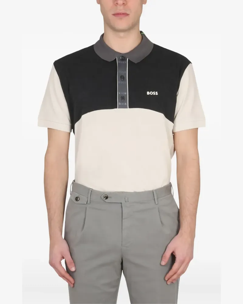 HUGO BOSS Poloshirt in Colour-Block-Optik - Nude Nude