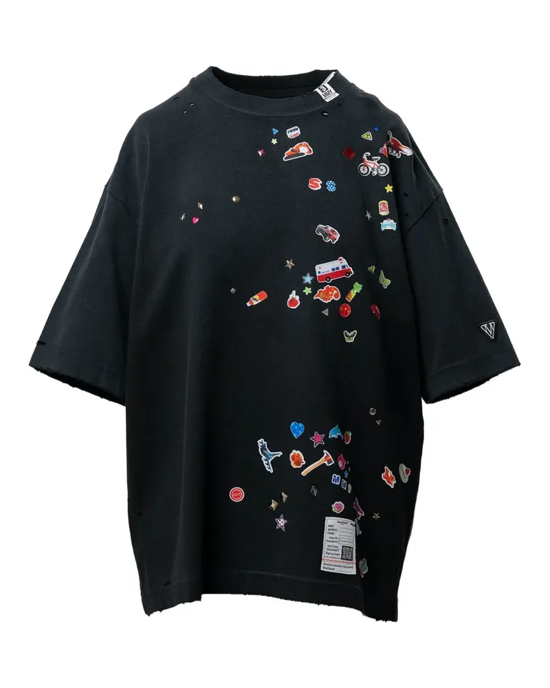 MIHARAYASUHIRO T-Shirt mit Sticker-Print - Schwarz Schwarz