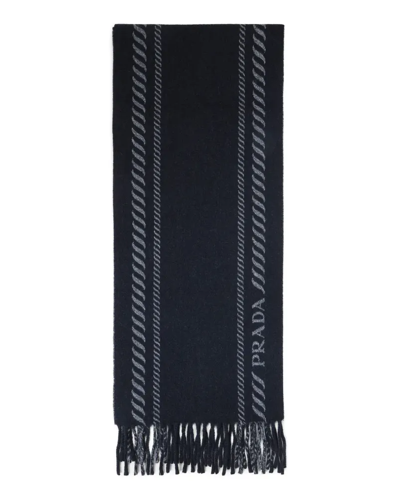 Prada Schal mit Fransen - Blau Blau