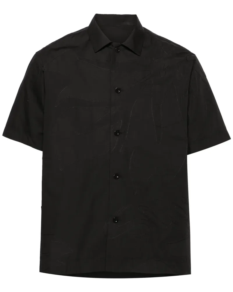 Sacai Popeline-Hemd mit Stickerei - Schwarz Schwarz