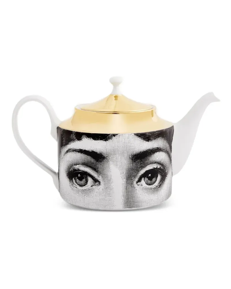 Fornasetti Teekessel mit Gesichts-Print - Schwarz Schwarz