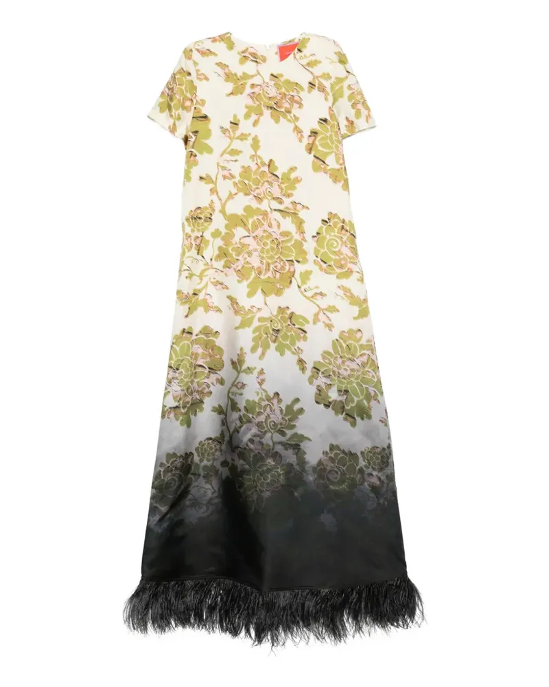La DoubleJ Swing feather-trim maxi dress - Nude Nude