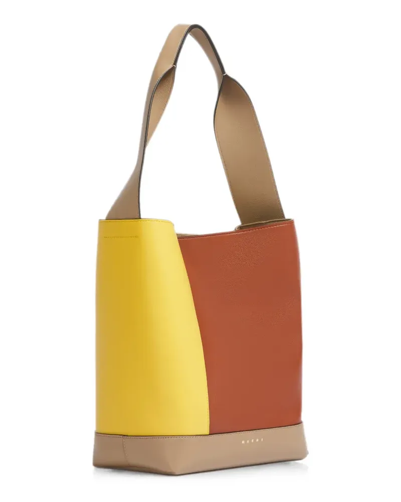 Marni yellow, brown and taupe leather Pod 2.0 bag - Braun Braun